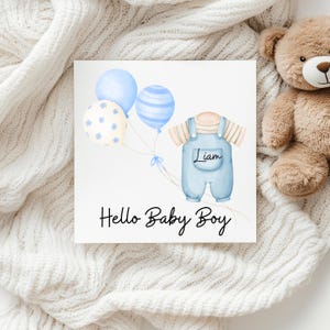 Carte personnalisée de bébé garçon, bonjour bébé garçon, carte de félicitations pour nouveau bébé, carte de nouveau bébé ami, carte de bienvenue dans le monde bébé