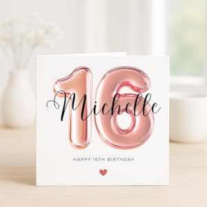 Carte de 16e anniversaire pour fille, carte de 16e anniversaire pour fille, cadeau de 16e anniversaire pour elle, seizième anniversaire pour petite-fille, filleule