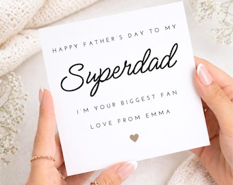 Vaderdagkaart voor vader, Happy Father's Day To My Superdad, van dochter, zoon, kinderen, grootste fankaart