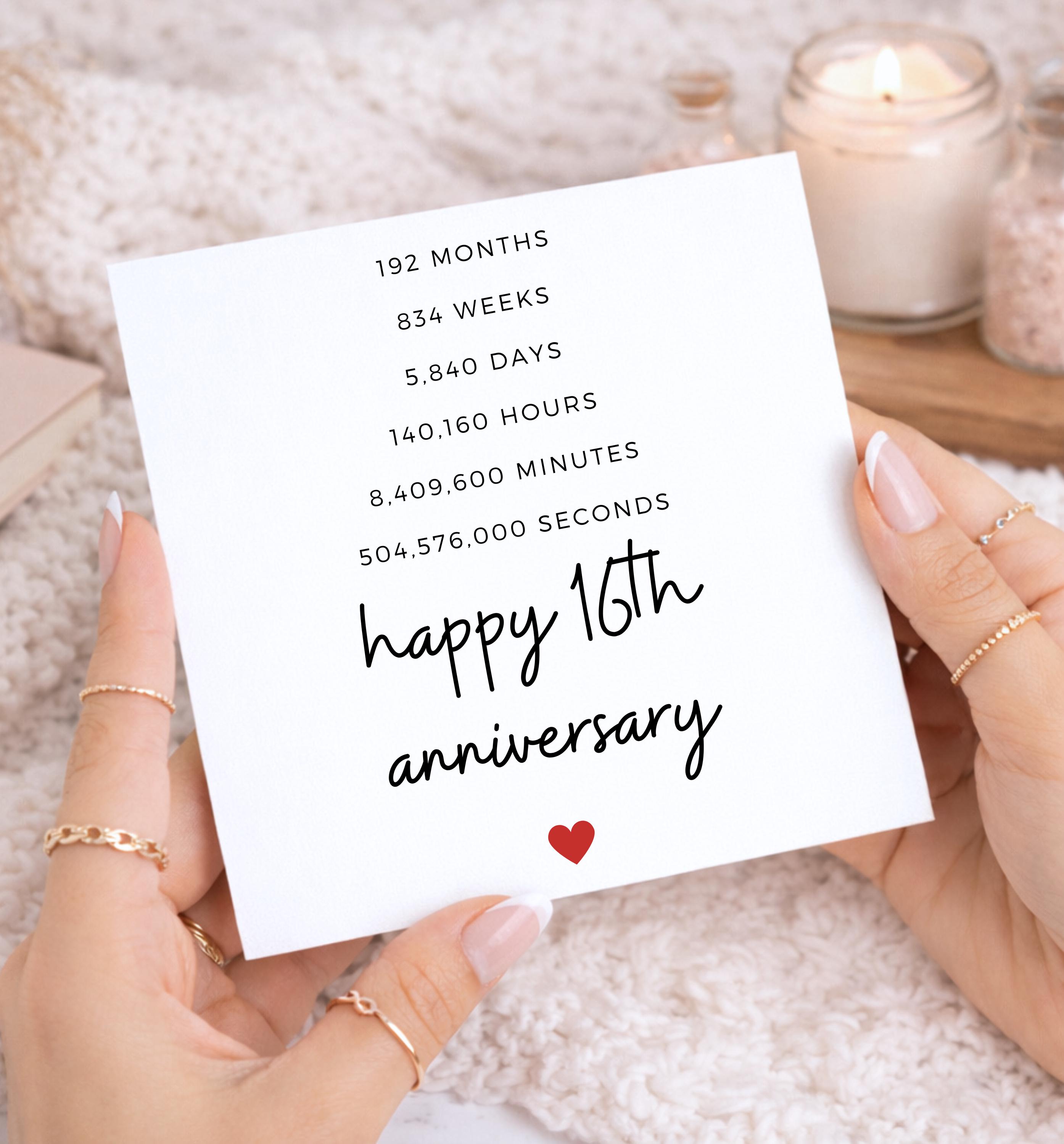 16th Anniversary Card - 16 Years Together - for Him or Her - Etsy