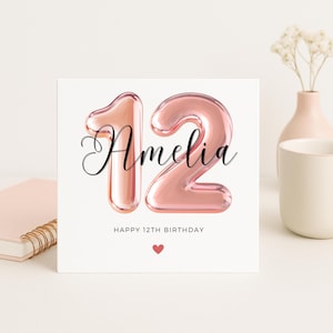12e verjaardagskaart voor dochter, 12e verjaardagskaart voor meisje, 12e verjaardagskaart voor nichtje, twaalfde verjaardagskaart, kleindochter, peetdochter