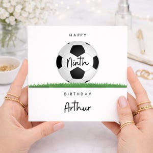 Personalized 9th Football Birthday Card, Custom Name & Age, Soccer Theme