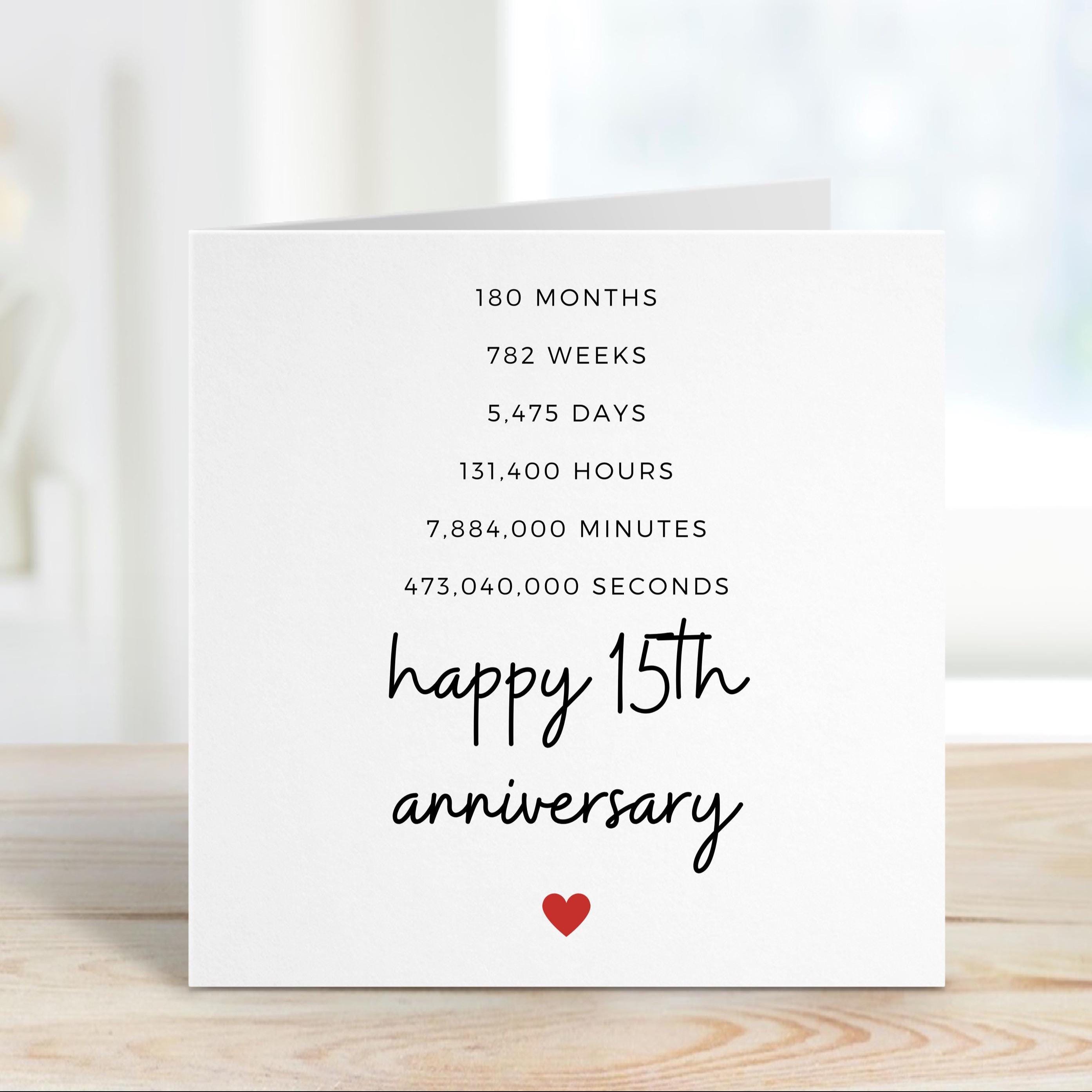 15th Anniversary Card For Husband, Romantic Wedding Card With Time Count, 15 Years Married, Custom Love Card For Spouse