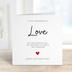 Tarjeta de cumpleaños romántica personalizada para novio, novia o pareja. Linda tarjeta de cumpleaños personalizada para el amor. Tarjeta minimalista.