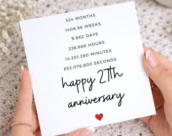27th Anniversary Card for Husband, Wife Personalised Anniversary Card, 27th Anniversary Gift, Anniversary Gift, 27 Years Together Poem