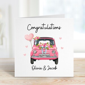 Carte de mariage d'un ami, Félicitations pour votre mariage, Voiture de mariage heureux, Cadeau de mariage pour amis, Carte-cadeau de mariage pour couple