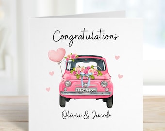 Carte de mariage d'un ami, Félicitations pour votre mariage, Voiture de mariage heureux, Cadeau de mariage pour amis, Carte-cadeau de mariage pour couple