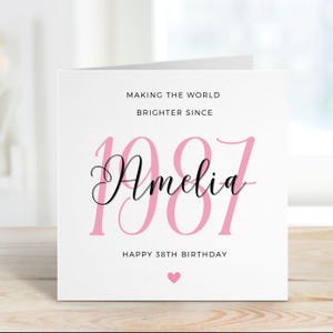 Biglietto di auguri per il 38° compleanno di una donna, figlia, amica, moglie, sorella, lei, migliore amica / Regalo per il trentottesimo compleanno di una donna, biglietto di auguri del 1987