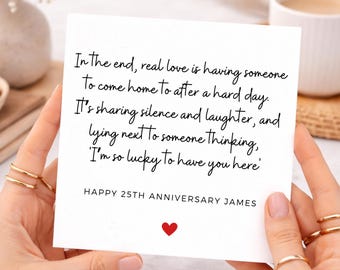 I’m So Lucky To Have You Here, 25th Anniversary Card for Husband, Wife Personalised Anniversary Card