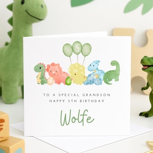 Personalisierte Dinosaurier Geburtstagskarte für Jungen | Roarsome Dino Karte für Sohn, Enkel, Neffe | Jedes Alter Geburtstag, Geburtstagskarte für Jungen