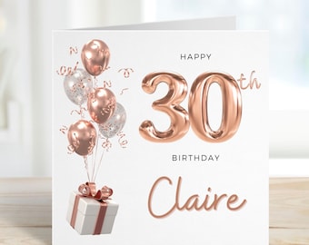 Carte d'anniversaire 30e anniversaire pour femme, cadeau 30e anniversaire pour femme, carte 30e anniversaire personnalisée 30e anniversaire soeur, pour maman, carte 30e anniversaire maman