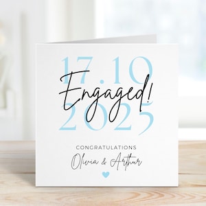 Carte de félicitations pour fiançailles, date et nom personnalisées, cadeau unique pour couple, carte de célébration de mariage, souvenir de fiançailles