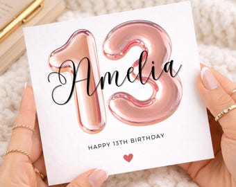 13th Birthday Card For Girl, 13th Birthday Card For Daughter, Card For Girl, For Granddaughter, Goddaughter, Niece