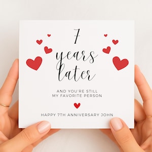 Cartão de 7º aniversário, cartão "Ainda minha pessoa favorita", cartão romântico de 7º aniversário para parceiro, cartão de 7º aniversário para marido ou esposa