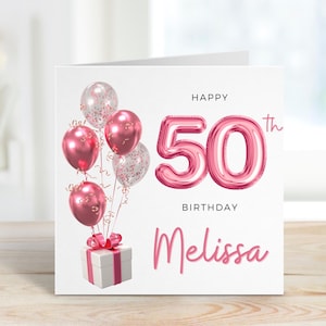Carte 50e anniversaire pour femme, cadeau 50e anniversaire pour femme, 50e anniversaire personnalisé, carte 50e anniversaire soeur, pour maman, carte 50e anniversaire maman