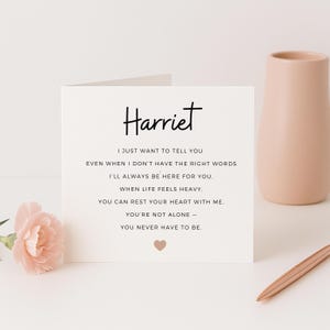 Tarjeta de apoyo para una amiga, Tu corazón está seguro aquí, Ánimo para la salud mental, Siempre estoy aquí para ti, Tarjeta "Simplemente porque sí", Para ella