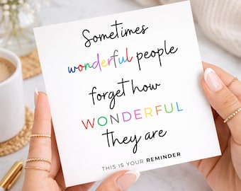 Motivational Card, Encouragement Gift, Positive Reminder Card, Mental Health Support, Rainbow Text Card, For Friend, Sister, Mom