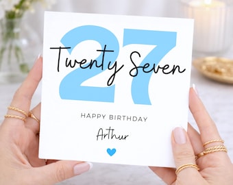 Personalisierte 27. Geburtstag, individuelle Namenskarte, Meilenstein