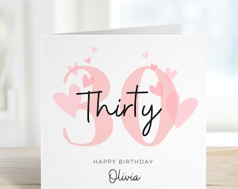 Carte 30e anniversaire pour femme, carte 30e anniversaire femme, cadeau 30e anniversaire pour elle, carte 30e anniversaire pour elle, soeur, maman, amie