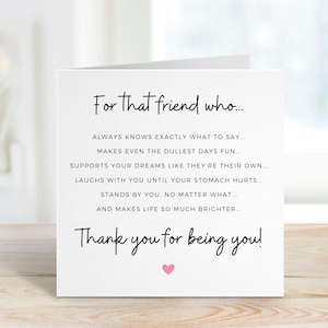 Pour cet ami qui, merci, meilleur ami, carte d'amis, carte personnalisée, ami incroyable, carte d'ami, merci