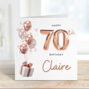Carte d'anniversaire 70e pour femme, cadeau 70e anniversaire pour femme, carte 70e anniversaire personnalisée 70e, grand-mère, pour maman, carte 70e anniversaire grand-mère