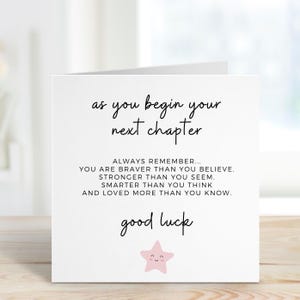 Carte porte-bonheur nouveau chapitre, poème personnalisé porte-bonheur, voici un message pour votre nouveau chapitre, départ du travail, nouvelle maison, cadeau porte-bonheur universitaire