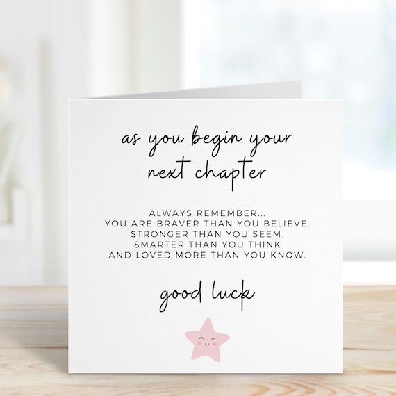 New Chapter Good Luck Card, Personalised Poem Good Luck Card