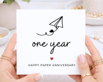 Paper Anniversary Card, 1st Year Anniversary Card for Husband or Wife, One Year Anniversary Card for Boyfriend or Girlfriend, First Wedding