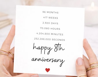 Carte pour le 8e anniversaire de mariage (noces de bronze), poème pour 8 ans de vie commune