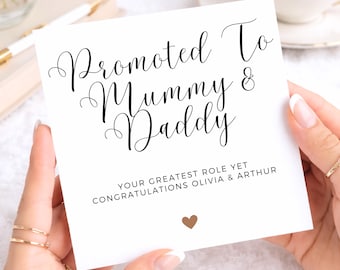 New Parents Congratulations Card - Promoted to Mummy & Daddy - Personalised Card