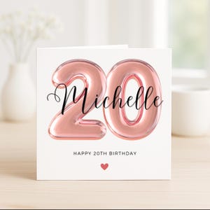 Cartão de 20º aniversário para filha, cartão de 20º aniversário para afilhada, presente de 20º aniversário para ela, cartão de 20º aniversário para menina, sobrinha
