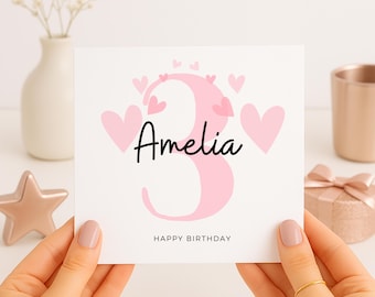 Carte d'anniversaire pour fille de 3 ans