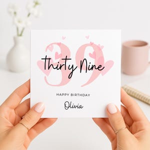 Carte de 39e anniversaire pour femme, carte de 39e anniversaire pour tante, cadeau de 39e anniversaire pour femme, carte de 39e anniversaire pour soeur, elle, ami