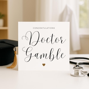 Medizinische Abschlusskarte - personalisierte Glückwunschkarte für neuen Doktor | Benutzerdefinierte Namenskarte für bestandene der medizinischen Fächer oder Med Studenten