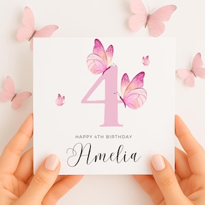 Karte zum 4.Geburtstag für kleines Mädchen, Karte zum 4.Geburtstag für kleine Nichte, Geschenk zum 4.Geburtstag für Mädchen, Enkelin zum 4.Geburtstag, Patenkind