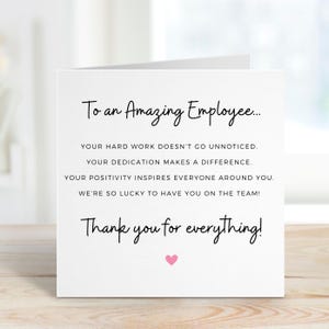 À un employé extraordinaire, carte de coéquipier, carte de remerciement d'un collègue, remerciement d'un ami au travail, carte de remerciement personnalisée au travail, carte de collègues