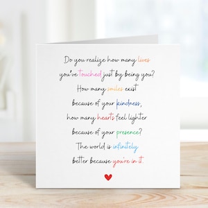 El mundo es mejor contigo, tarjeta "Eres increíble", tarjeta de agradecimiento, tarjeta de felicitaciones, tarjeta personalizada, amigo increíble, tarjeta de amigo, amigo