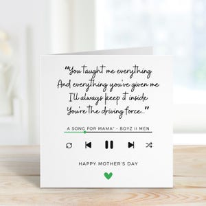 Carte de chanson personnalisée pour la fête des mères, choisissez votre chanson et vos paroles préférées, carte de fête des mères, carte de fête des mères, carte de fête des mères, carte pour maman