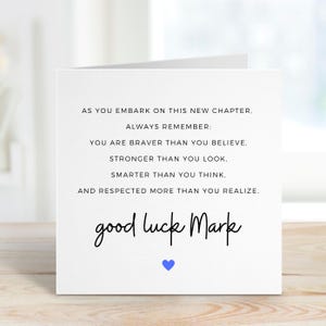 Nieuw hoofdstukgedicht, gelukskaart mannen, gepersonaliseerde gelukskaart, bij het begin van je nieuwe hoofdstuk, baan verlaten, geluk voor mannelijke vriend