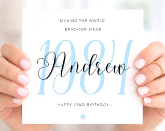 Making The World Brighter Since 1984, 42nd Birthday Card For Men, Him, 42nd Birthday Husband, Son, Uncle