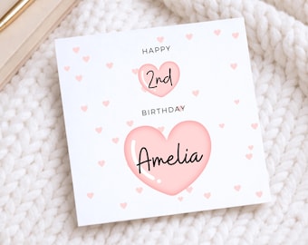 2nd Birthday Card For Granddaughter, Pink 2nd Birthday Card For Niece, Second Birthday For Baby Girl, 2nd Birthday Card For Daughter