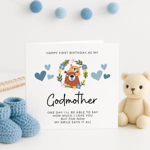 Tarjeta de primer cumpleaños como madrina, tarjeta de cumpleaños con poema personalizado para madrina, tarjeta de primer cumpleaños como madrina, para bebé niño