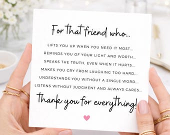 Thank You For Everything Card, Thank You Friend Card, Thank You Best Friend, Amazing Friend, Friend Card, Best Friend Gift