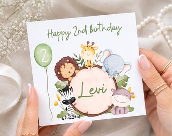 2nd Birthday Card For Boy, First Birthday Card Boy, Safari Birthday Card, 2nd Birthday GiftFor Grandson, Son, Nephew