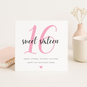 Personalisierte 16.Geburtstagskarte für Mädchen, 16.Geburtstagskarte, süßes 16., 16.Geburtstagsgeschenk für Enkelin, sechzehnter Geburtstag, Andenken
