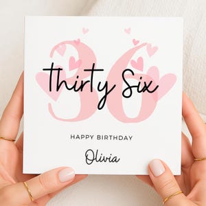 Tarjeta de cumpleaños número 36, tarjeta de cumpleaños número 36 para mujer, tarjeta de cumpleaños número 36 para hija, tarjeta de cumpleaños número 36 para hermana, ella, mejor amiga