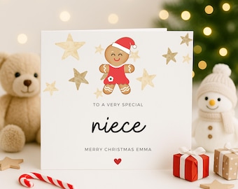 Biglietto di Natale speciale per nipotina, biglietto di Natale carino