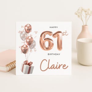 61e verjaardagskaart voor vrouwen, 61e verjaardagscadeau voor vriend, gepersonaliseerde 61e, 61e verjaardagskaart voor zus, 61e verjaardagskaart voor tante