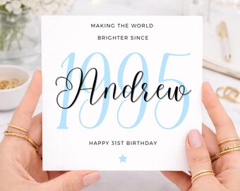 Making The World Brighter Since 1995, 31st Birthday Card, For Son, Brother, Friend, Grandson, Thirty-first Birthday Card