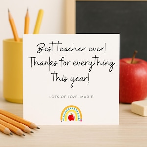 Best Teacher Ever, Personalised Teacher Card, Thank You Card For Teacher, End Of School Gift Teacher, Teacher Gift For End Of Term, Teacher